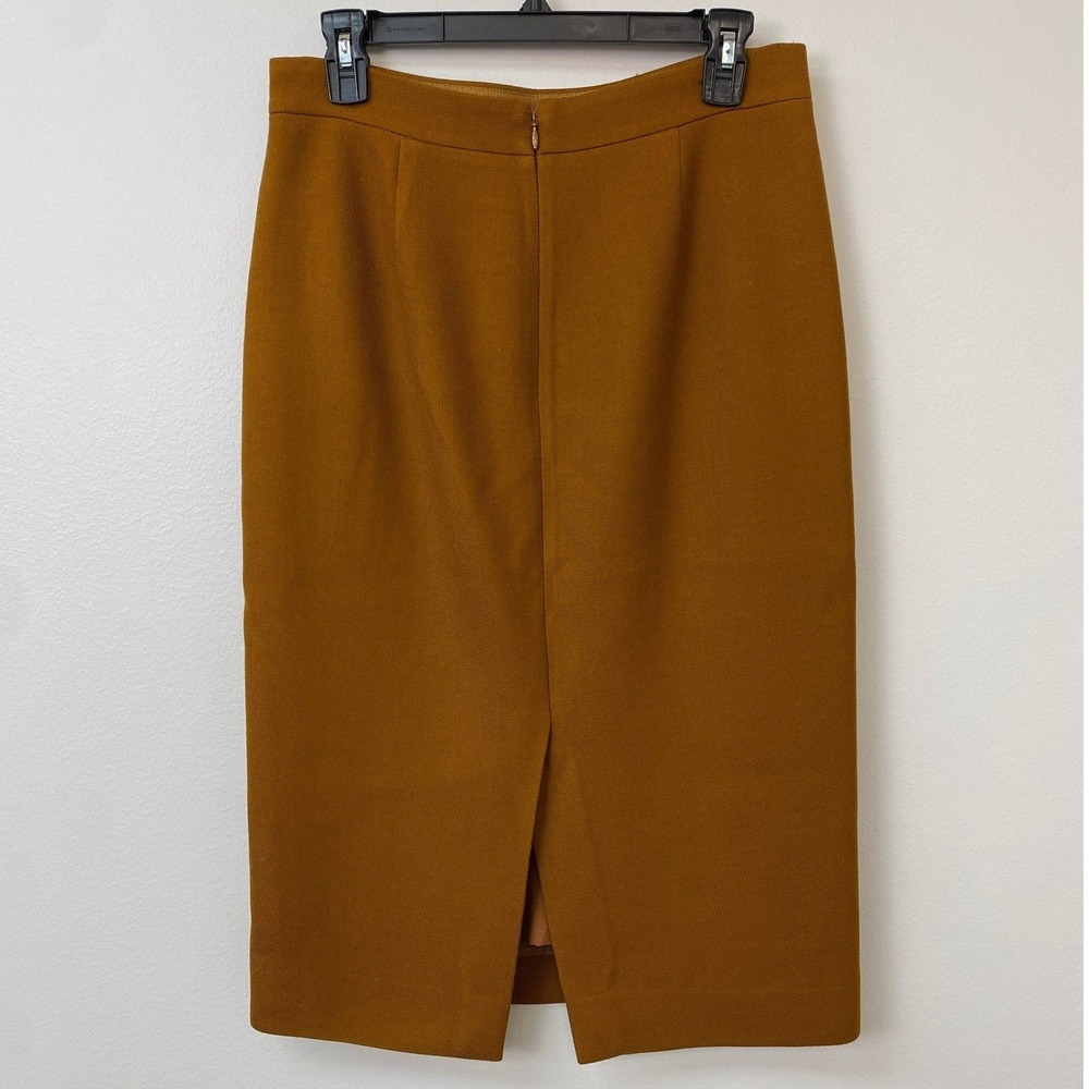 J.Crew, No. 3 Pencil Skirt 100% Wool Midi Skirt Mustard Camel Ochre Size 6 - Picture 5 of 14
